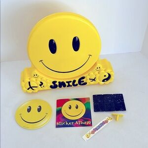 😃Smiley Face 1997 Colorbok Smile Stickers Stampers CASE Vintage Yin Yang Peace